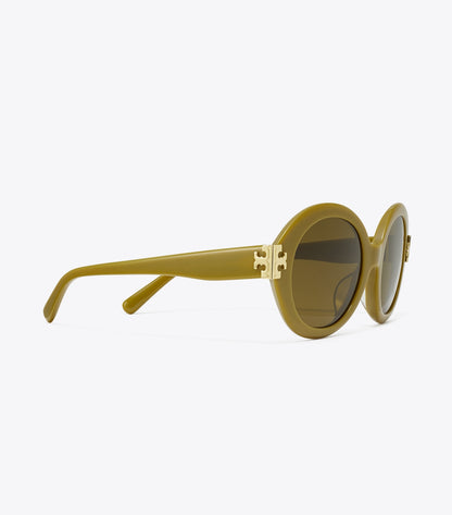 Tory Burch Eleanor Oval Sunglasses - Olive Green/Olive Brown