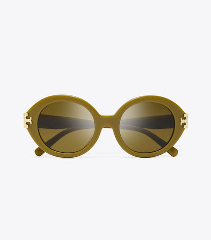 Tory Burch Eleanor Oval Sunglasses - Olive Green/Olive Brown