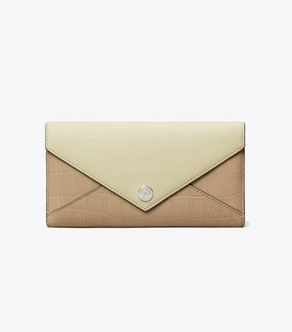 Tory Burch Long Colorblock Envelope Wallet - Soft Custard Multi