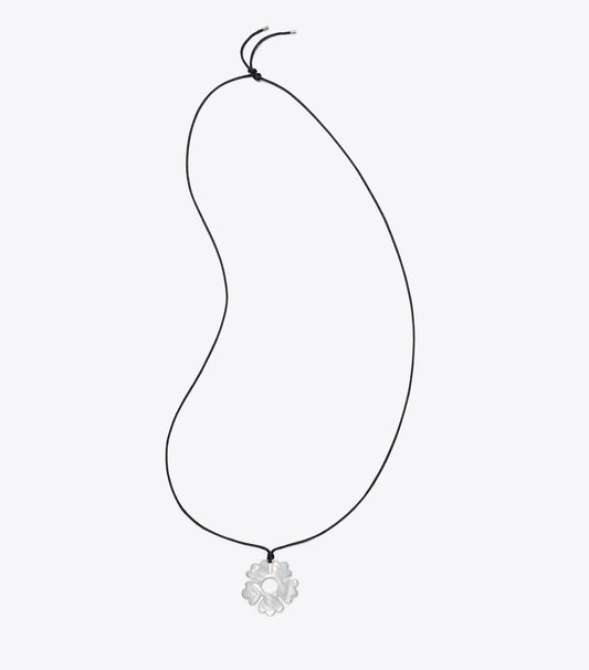 Tory Burch Forget Me Not Cord Necklace - Black / Light Silver / Ivory