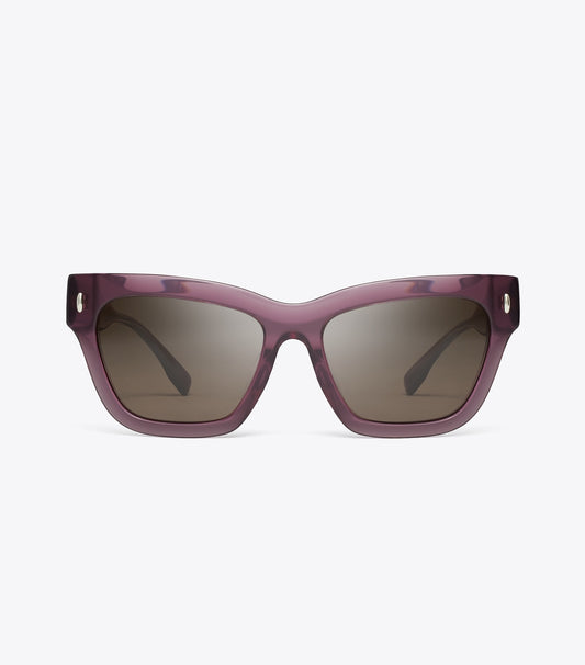 Tory Burch Miller Cat-Eye Sunglasses - Transparent Berry/Dark Brown