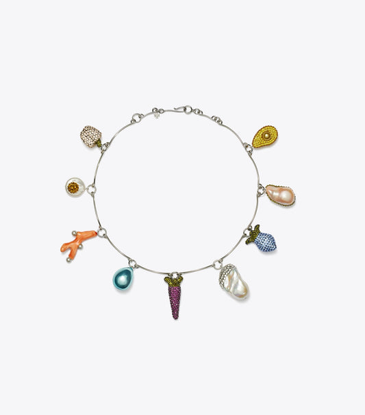 Tory Burch Curiosity Vegetable Necklace - Tory Silver / Multi