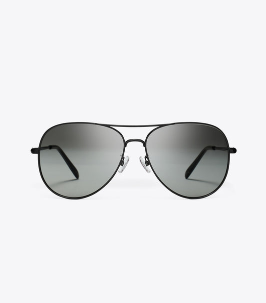 Tory Burch Eleanor Pilot Sunglasses - Black/Grey Gradient