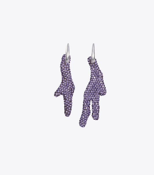 Tory Burch Curiosity Coral Hoop Earrings - Light Silver / Purple