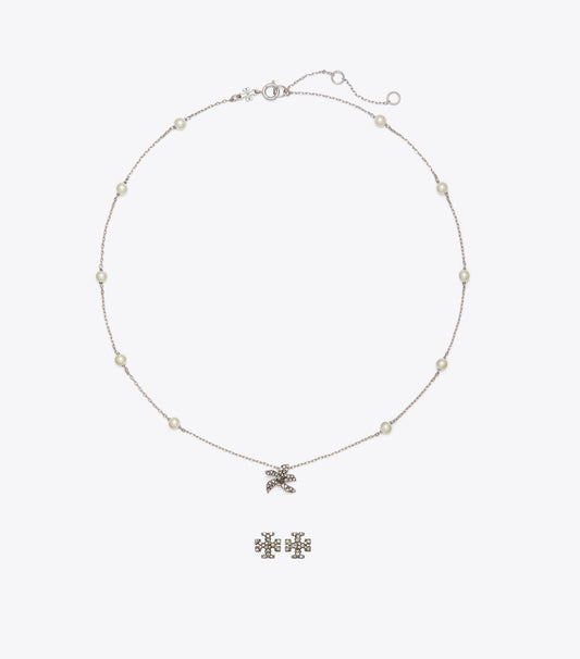 Tory Burch Moondance Pendant and Earrings Gift Set - Tory Silver / Pearl