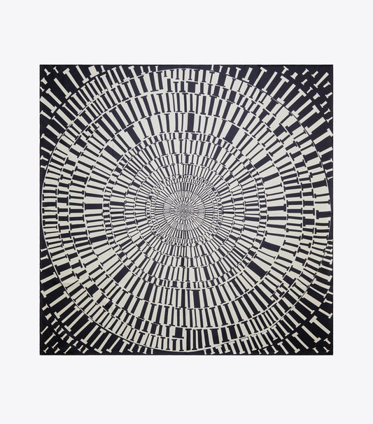 Tory Burch T Circle Silk Square Scarf - Navy Circle T Silk Square