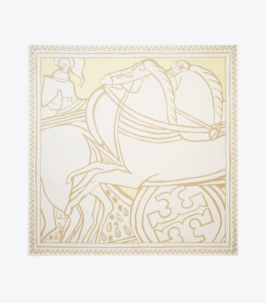 Tory Burch Trocadero Horses Silk Square Scarf - Horses Yellow
