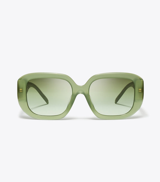 Tory Burch T Monogram Geometric Sunglasses - Milky Green/Green Gradient