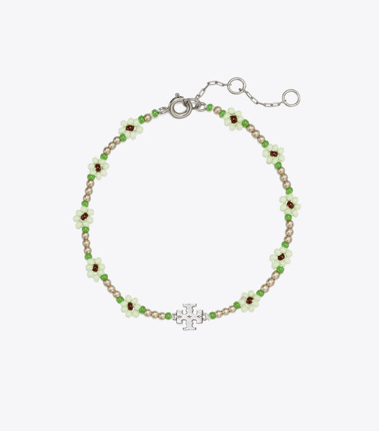 Tory Burch Curiosity Beaded Flower Bracelet - Mint