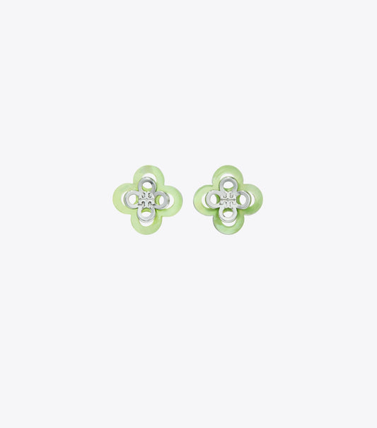 Tory Burch Kira Clover Stacked Stud - Tory Silver / Mint