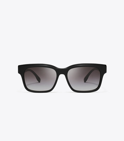 Tory Burch Miller Rectangle Sunglasses - Black/Grey Gradient