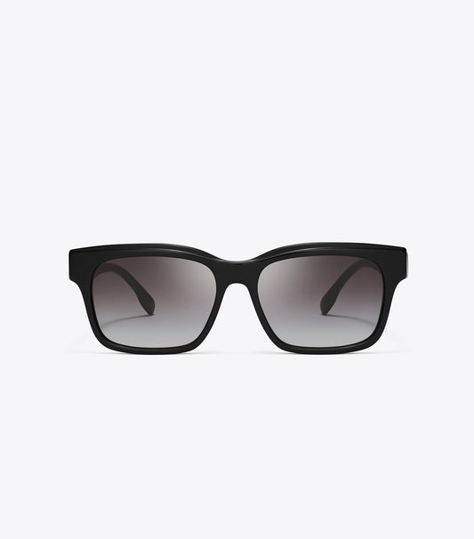 Tory Burch Miller Rectangle Sunglasses - Black/Grey Gradient