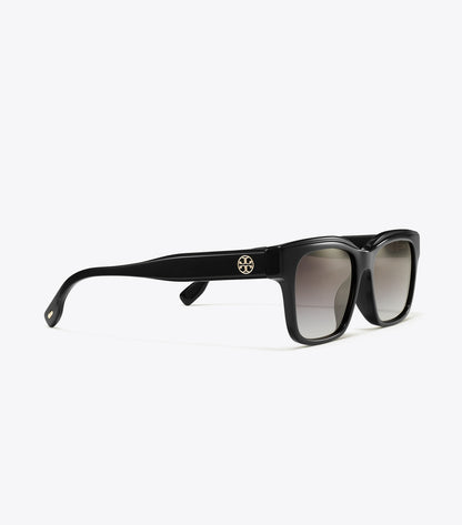 Tory Burch Miller Rectangle Sunglasses - Black/Grey Gradient