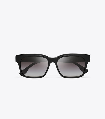 Tory Burch Miller Rectangle Sunglasses - Black/Grey Gradient