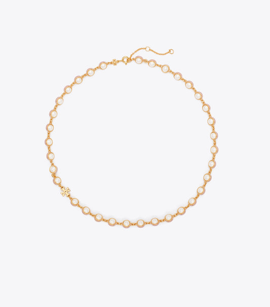 Tory Burch Moondance Pearl Necklace - Light Brass / Pearl / Pink