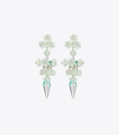 Tory Burch Curiosity Beaded Linear Earrings - Tory Silver / Mint