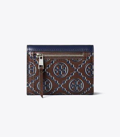 Tory Burch T Monogram Contrast Embossed Small Envelope Wallet - Tory Navy / John Coco