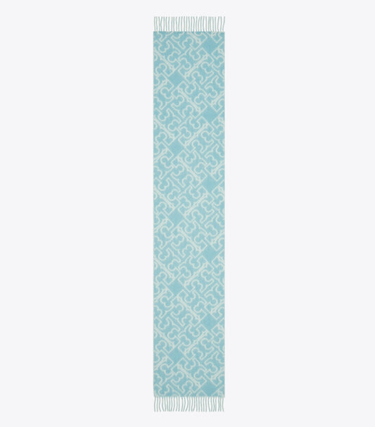 Tory Burch Puzzle Logo Scarf - Blue / Ivory