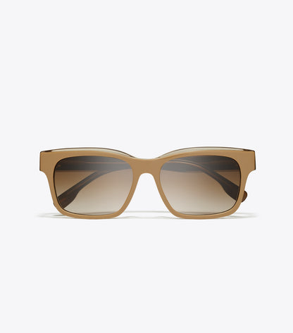 Tory Burch Miller Rectangle Sunglasses - Brown/Crystal/Brown Gradient