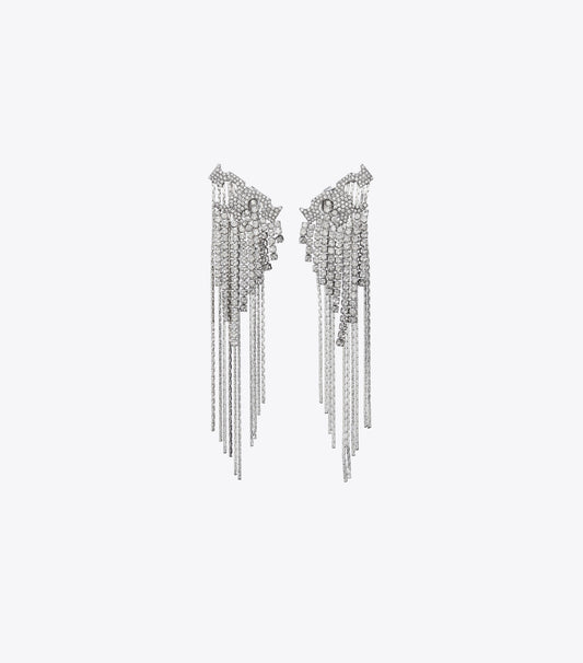Tory Burch Runway Pavé Serif T Earrings - Tory Silver / Crystal