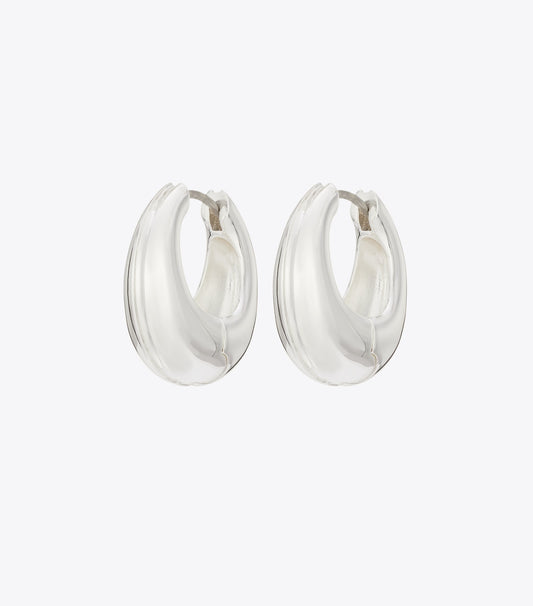 Tory Burch Small Pierced Hoop Earrings - Light Silver