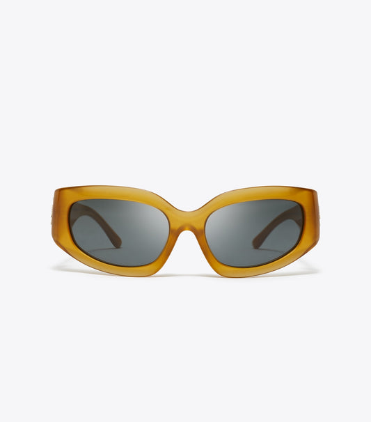Tory Burch Eleanor Broken Logo Sunglasses - Opal Dark Orange/Grey