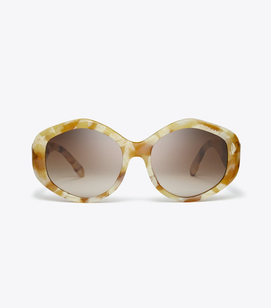Tory Burch Kira Geometric Sunglasses - Honey Tortoise/Brown Gradient