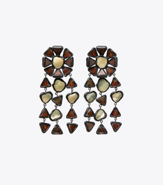 Tory Burch Curiosity Resin Chandelier Earrings - Black