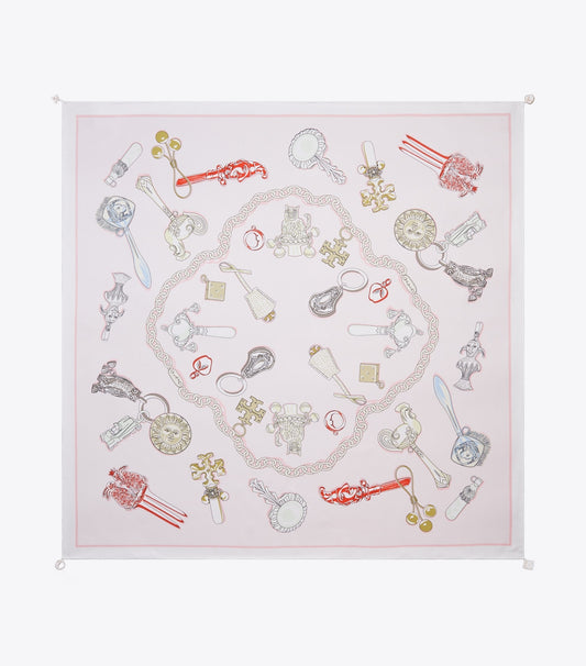 Tory Burch Rattles Silk Square Scarf - Rattles Pink