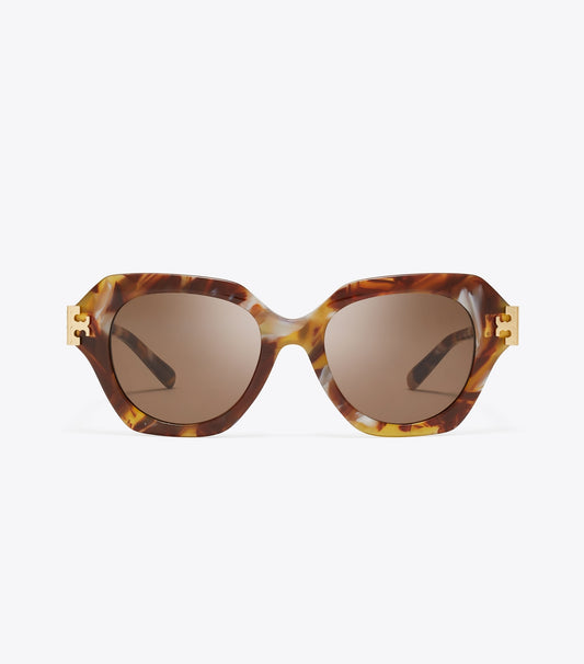 Tory Burch Eleanor Cat-Eye Sunglasses - Brown Marble Tortoise/Brown