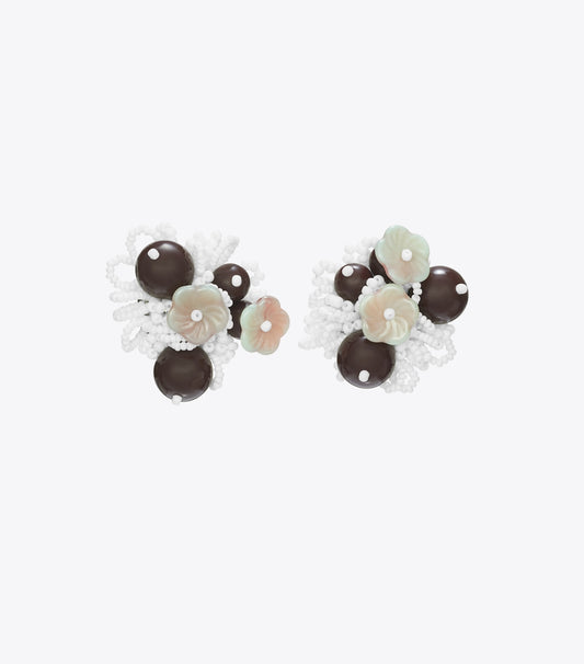 Tory Burch Runway Beaded Cluster Earrings - Tory Silver