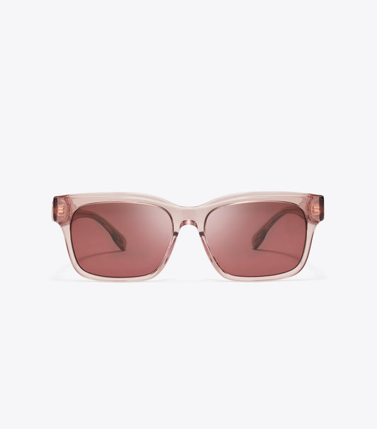 Tory Burch Miller Rectangle Sunglasses - Transparent Pink/Wine
