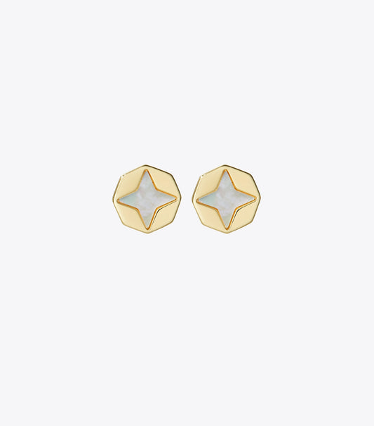 Tory Burch Forget Me Not Stud Earrings - Tory Gold / Mother Of Pearl