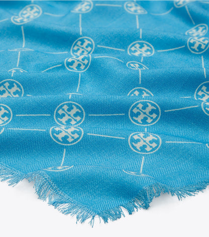 Tory Burch T Monogram Oblong Scarf - Blue