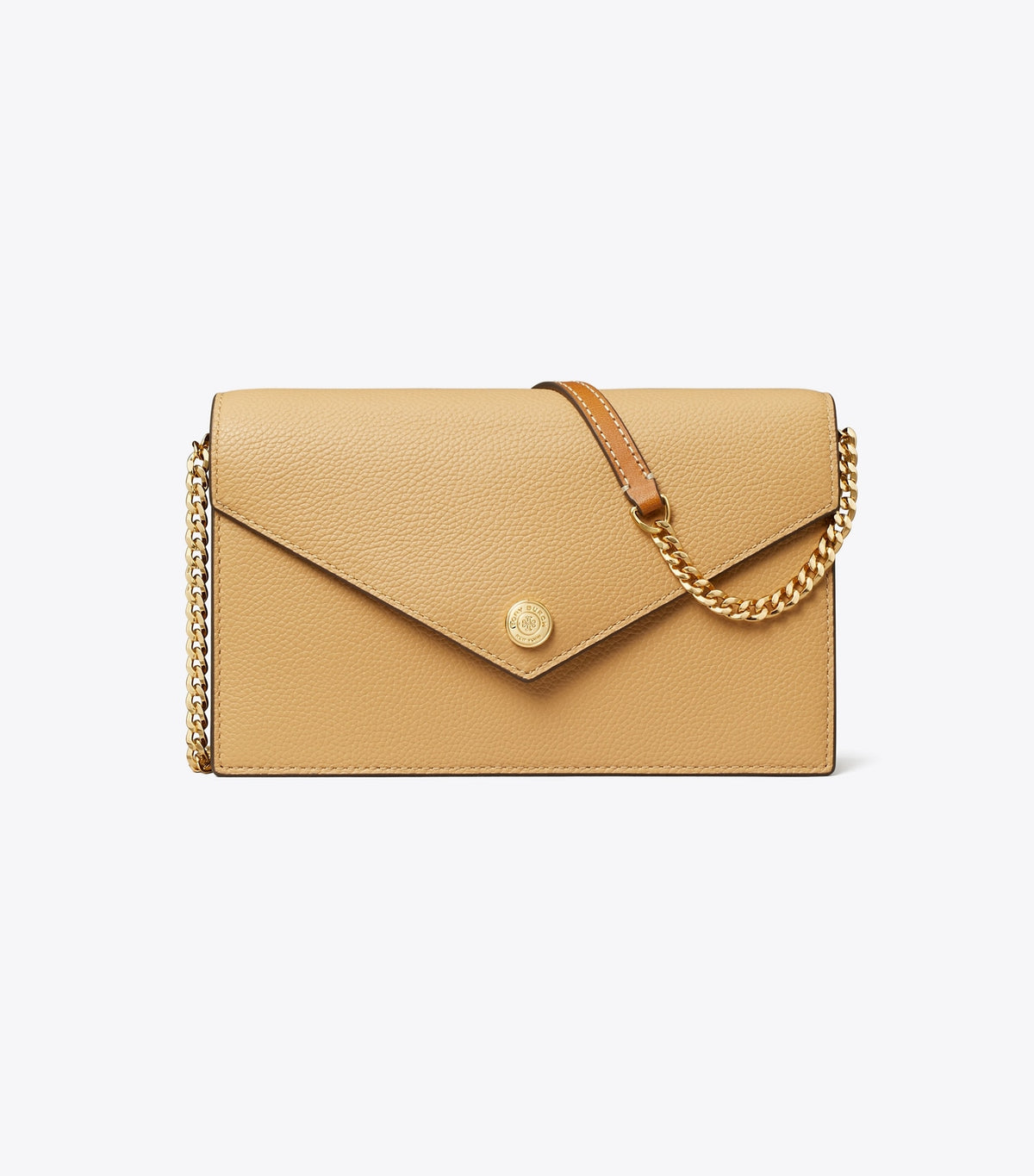Tory Burch Pebble Envelope Chain Wallet - Biscotti