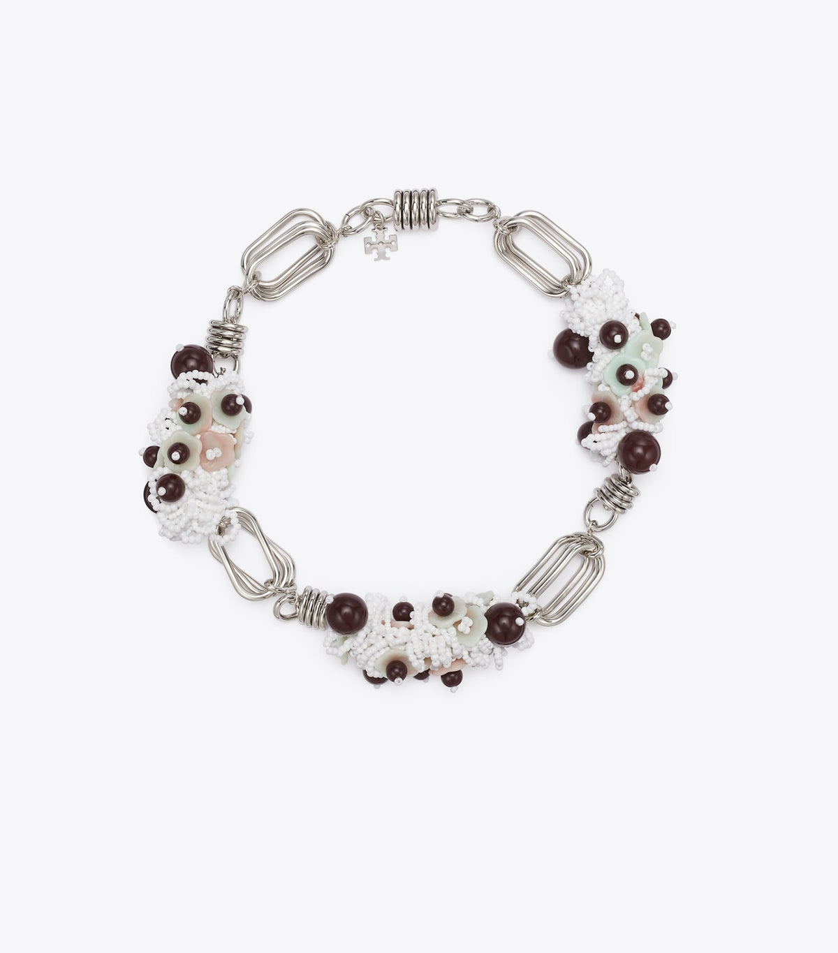 Tory Burch Large Runway Beaded Necklace - Tory Silver