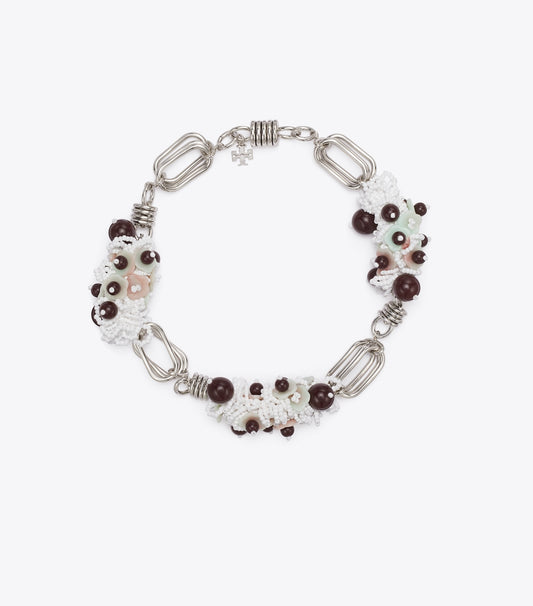 Tory Burch Large Runway Beaded Necklace - Tory Silver