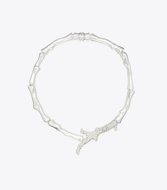 Tory Burch Curiosity Coral Necklace - Light Silver / Crystal