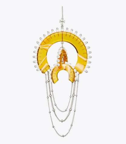Tory Burch Bead And Resin Chandelier Earrings - Antique Tory Silver / Multi