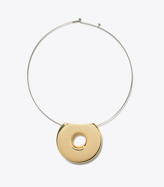 Tory Burch Pierced Collar Necklace - Light Brass / Light Silver
