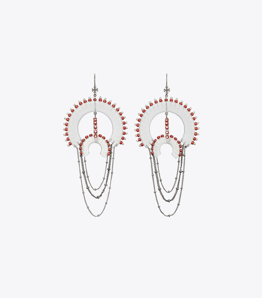 Tory Burch Bead And Resin Chandelier Earrings - Black / Clear