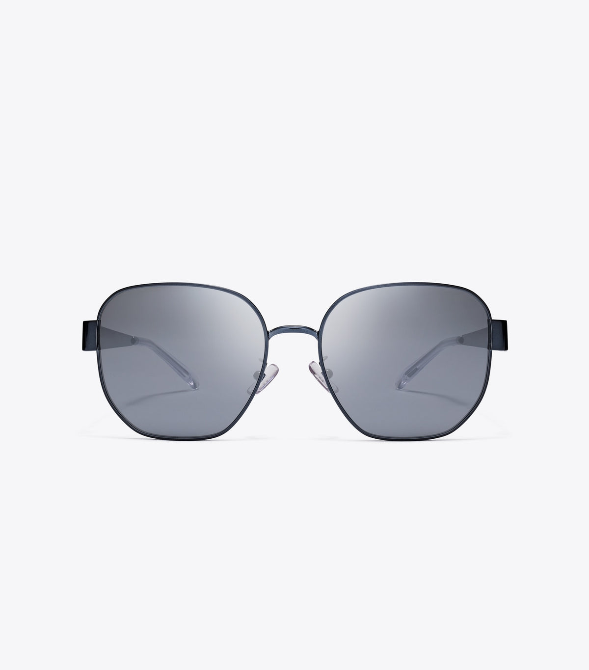 Tory Burch Miller Metal Square Sunglasses - Navy/Dark Grey Flash