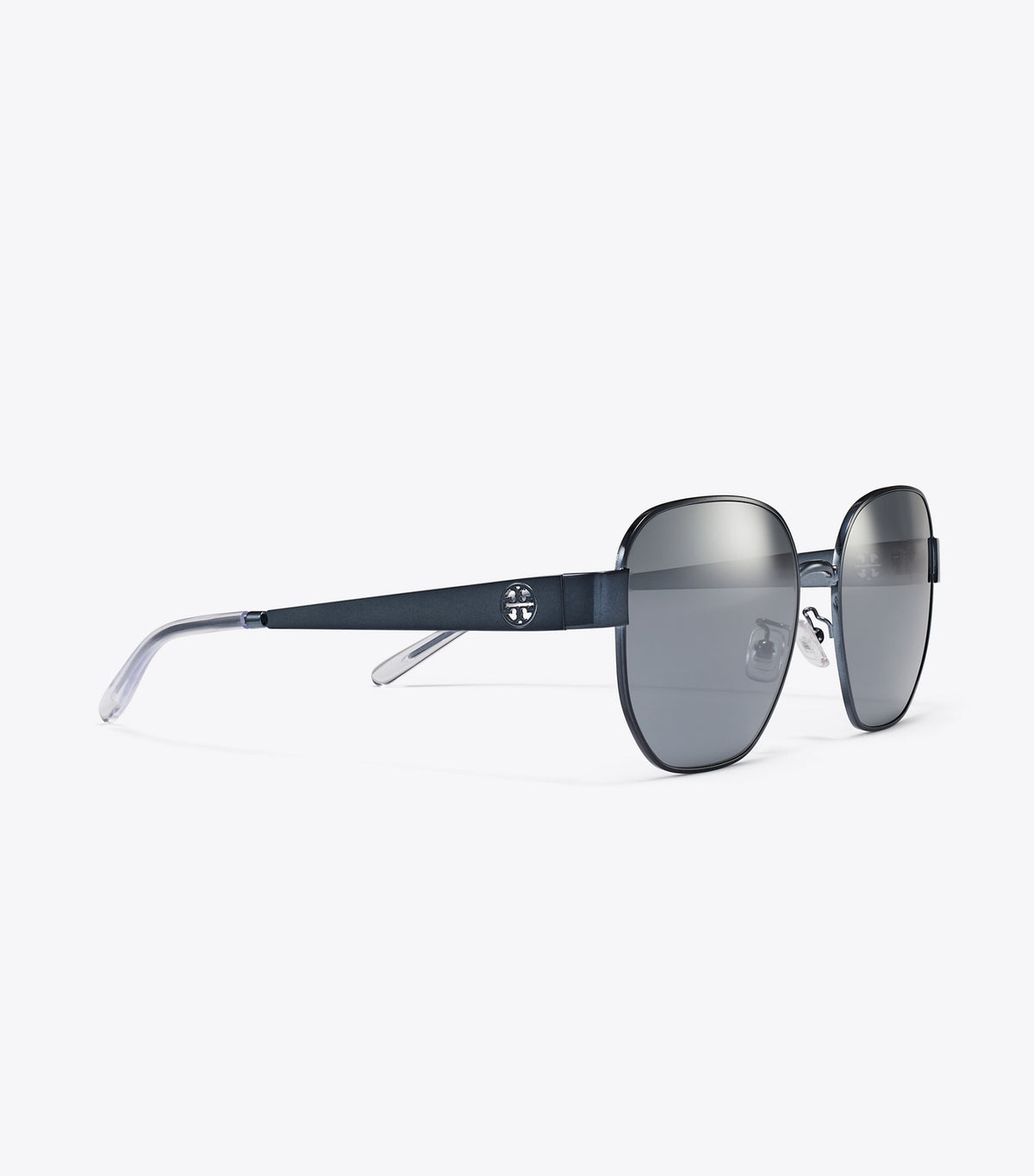 Tory Burch Miller Metal Square Sunglasses - Navy/Dark Grey Flash