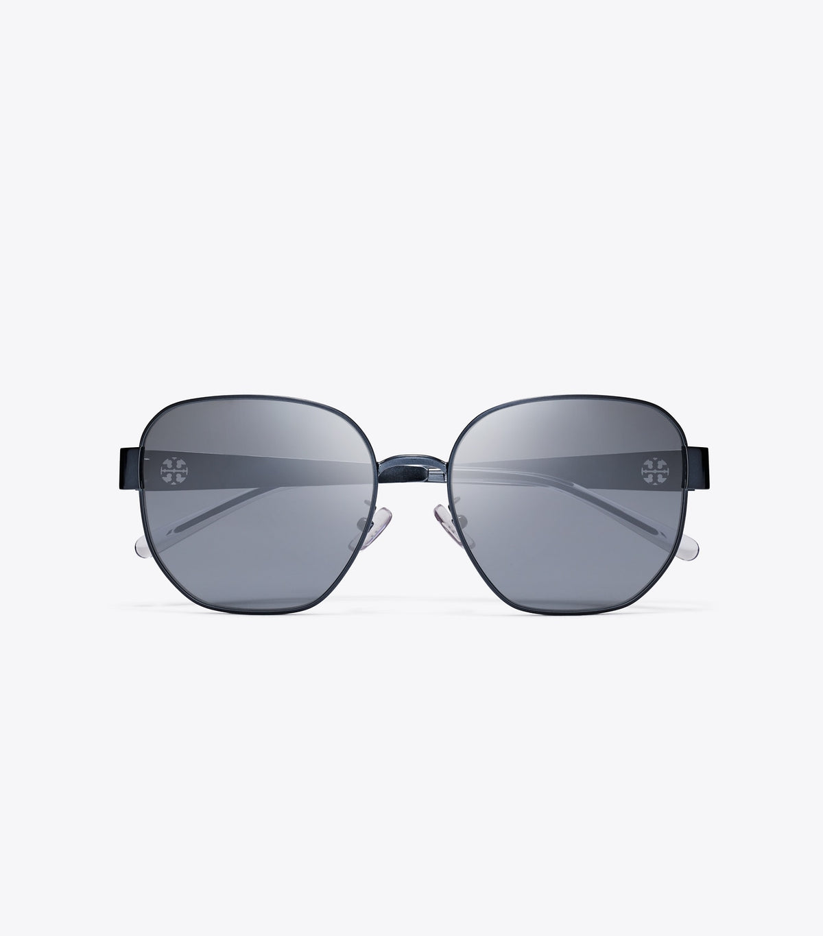 Tory Burch Miller Metal Square Sunglasses - Navy/Dark Grey Flash