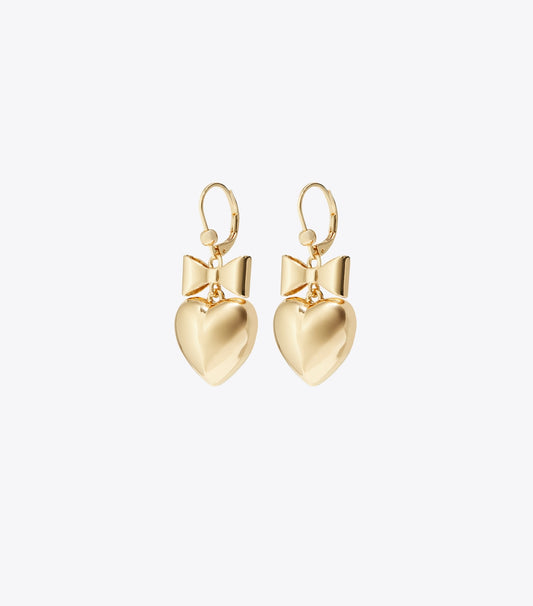 Tory Burch Curiosity Heart and Bow Earrings - Tory Gold