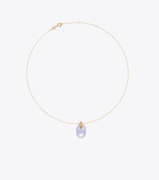 Tory Burch Gemini Link Pendant Necklace - Light Brass / Blue