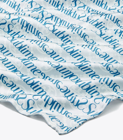 Tory Burch T Monogram Sublime Silk Scarf - Blue