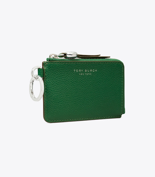 Tory Burch Leather Card Case Bag Charm - Dark Kale