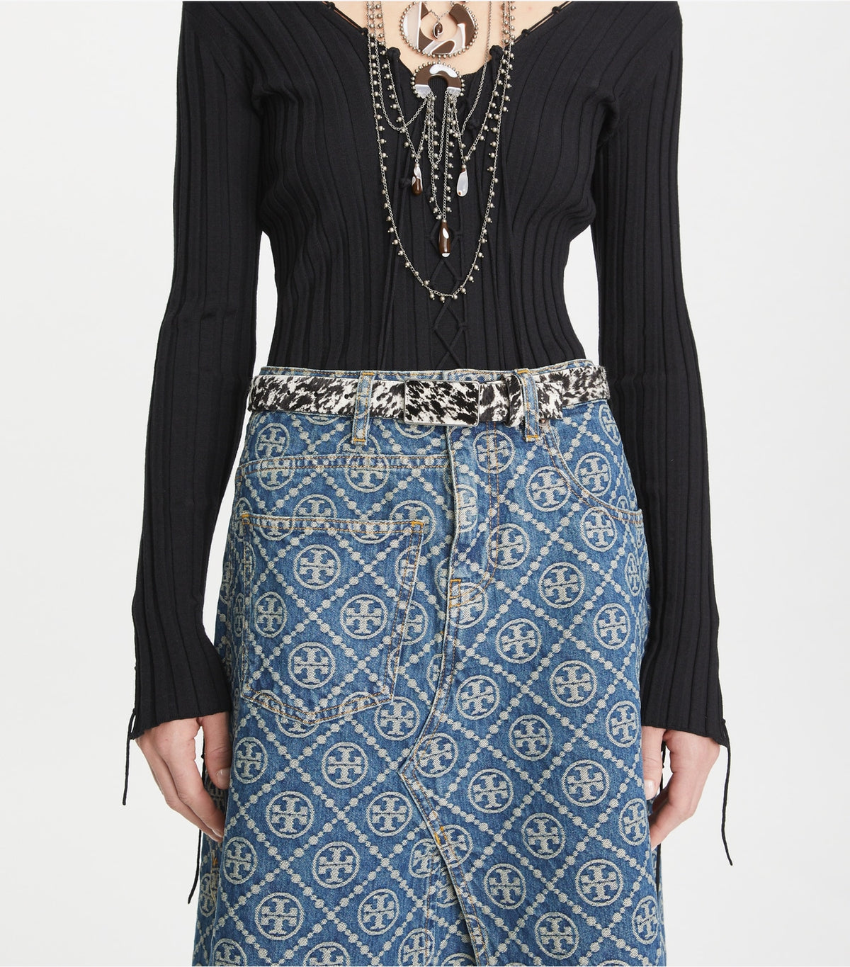 Tory Burch Plate Belt - Warm White / Black