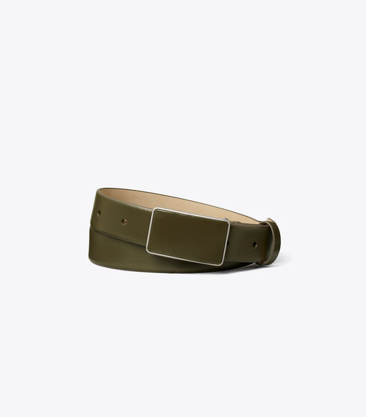 Tory Burch Plate Belt - Dark Olive/Silver